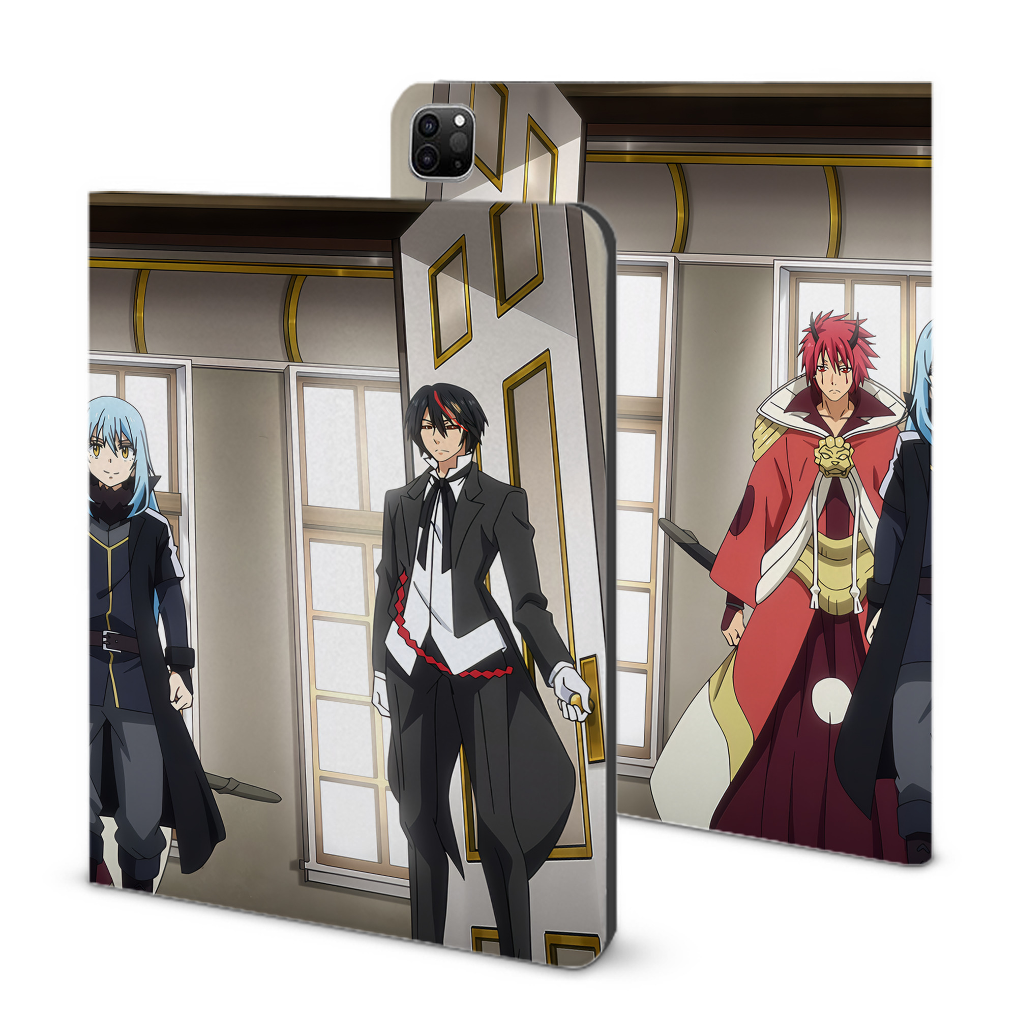 （画像用） 転スラ Regarding Reincarnated to Slime IPad ケース ブック型 PUレザー TPU 耐衝撃 軽量 薄型 ペン収納なし 全面保護 IPad 各モデル対応